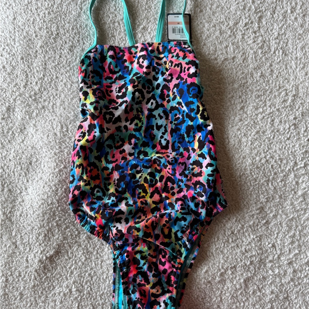NWT Speedo Print Turnz Fixed Back One-Piece Swimsuit - Size 28